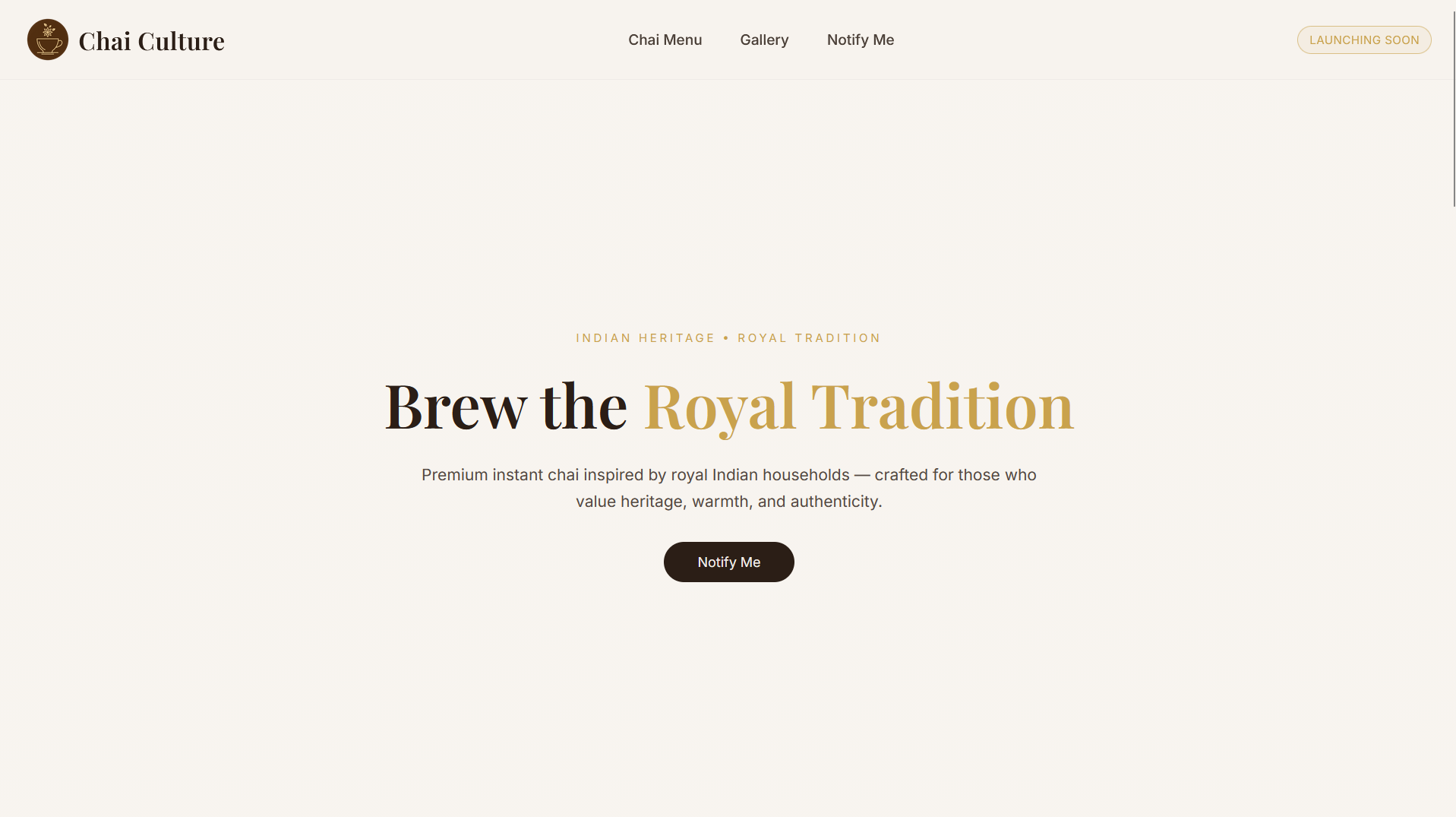 Chai Culture - Brand Landing Page